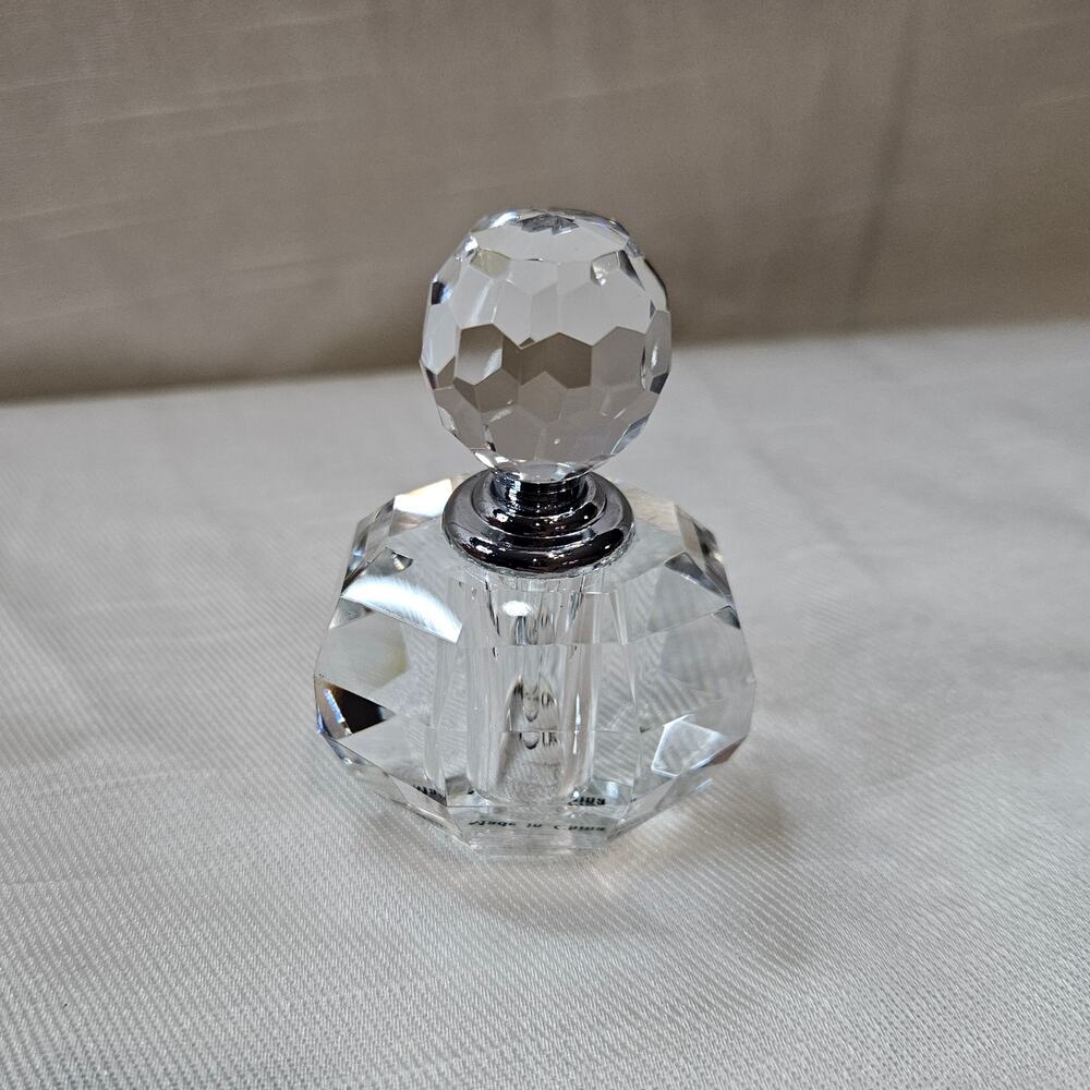 Fifth Avenue Crystal Clear Cut Crystal 2" Perfume Bottle with Faceted Stopper
